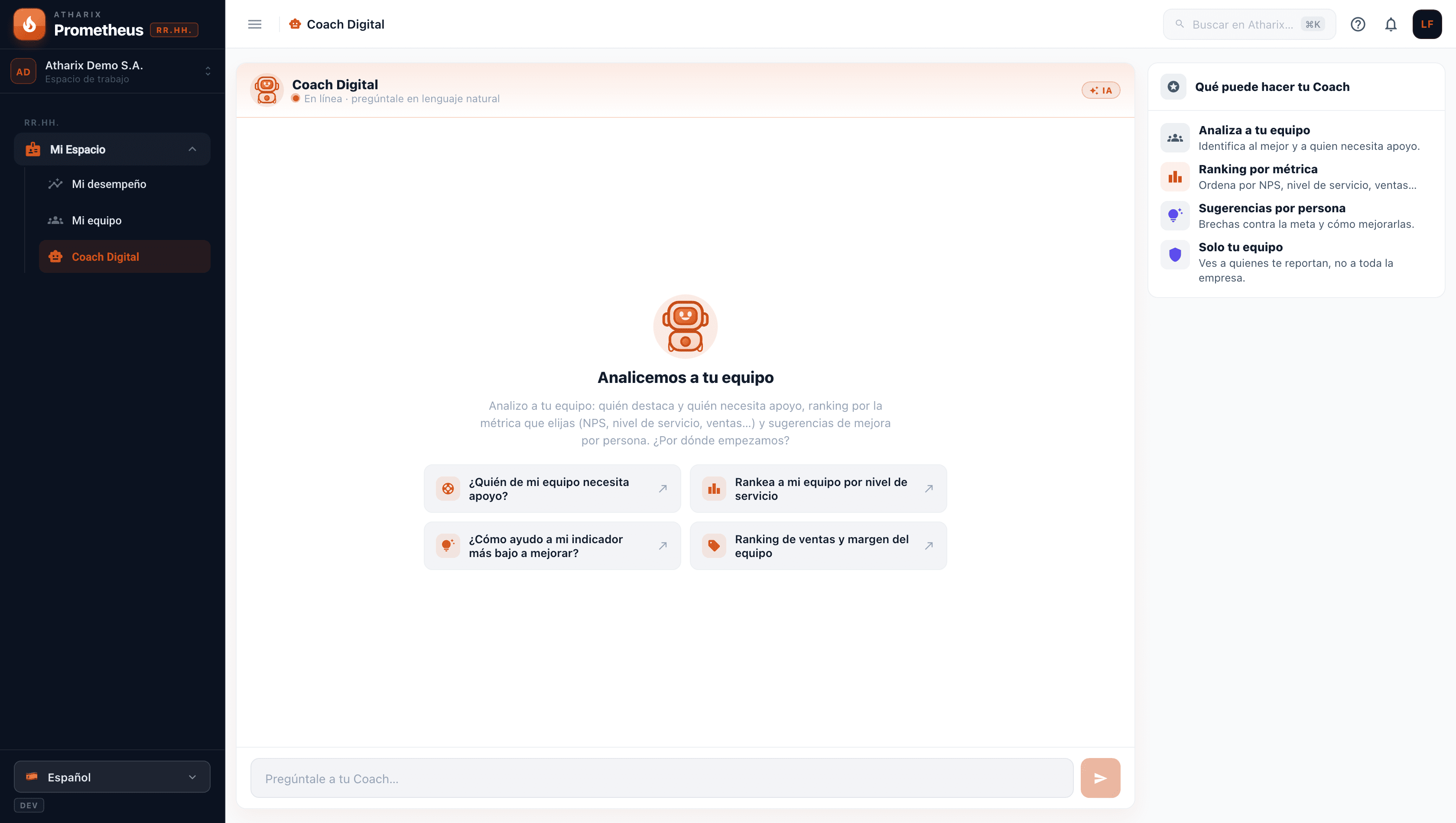 Coach Digital para managers en Prometheus